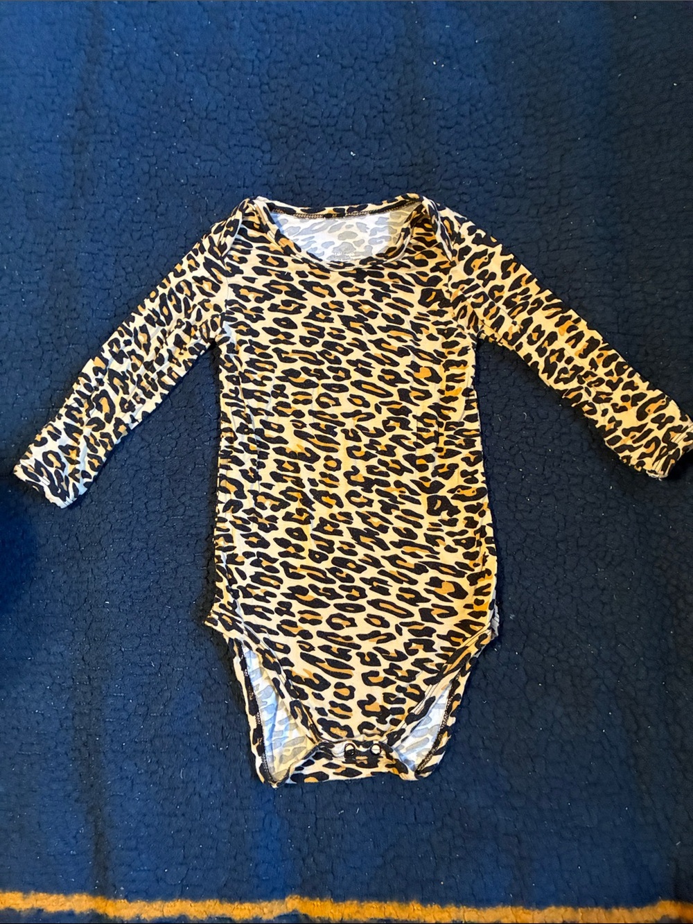 Guisby Kids Leopard Print Long Sleeve One-Piece Bodysuit - tan/Black